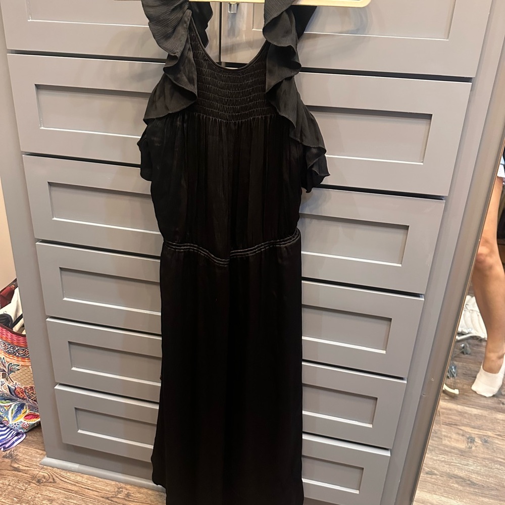 Ulla Johnson Size 10 Elegant Silk Black Ruffled Dress